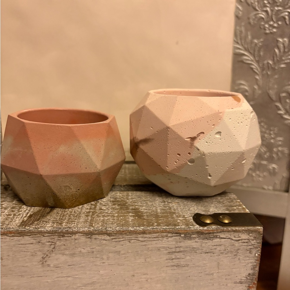 Geometric succulent Planter Set in Pink and Cream